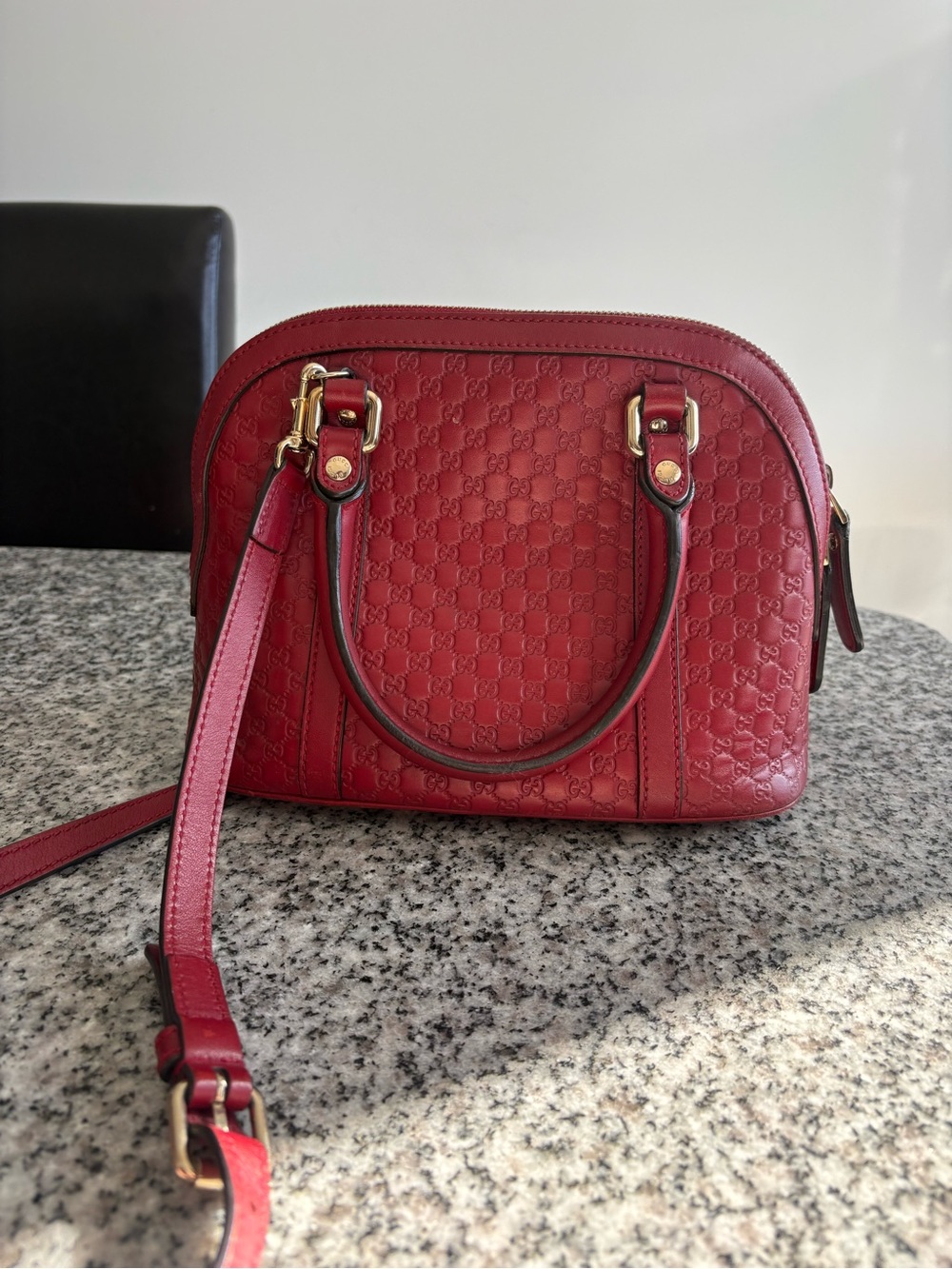Gucci Red Embossed Crossbody Dome Bag - Picture 3 of 3